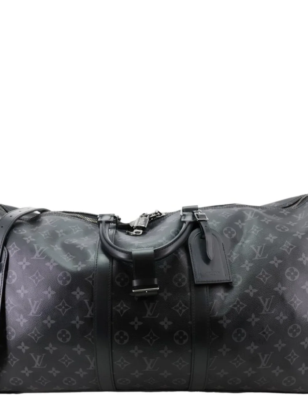 Louis Vuitton Keepall 55 Bandouliere Monogram Eclipse Travel Bag Black